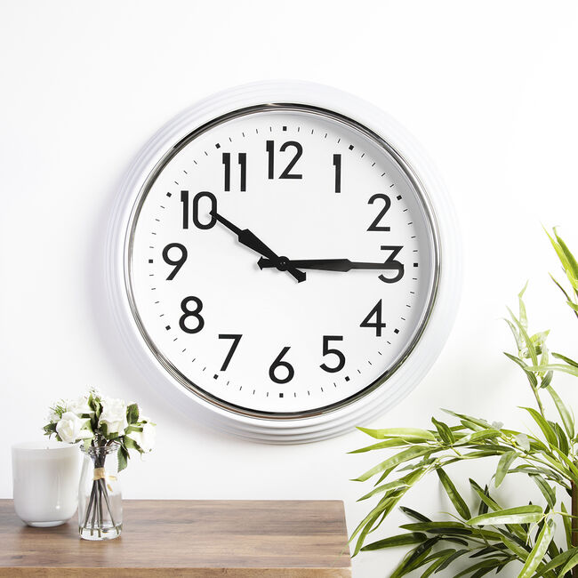  23" White Classic Collection Clock